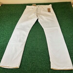 Polo Ralph Lauren Varick Slim Straight Jeans White Denim Pants Mens 33x32" NWT